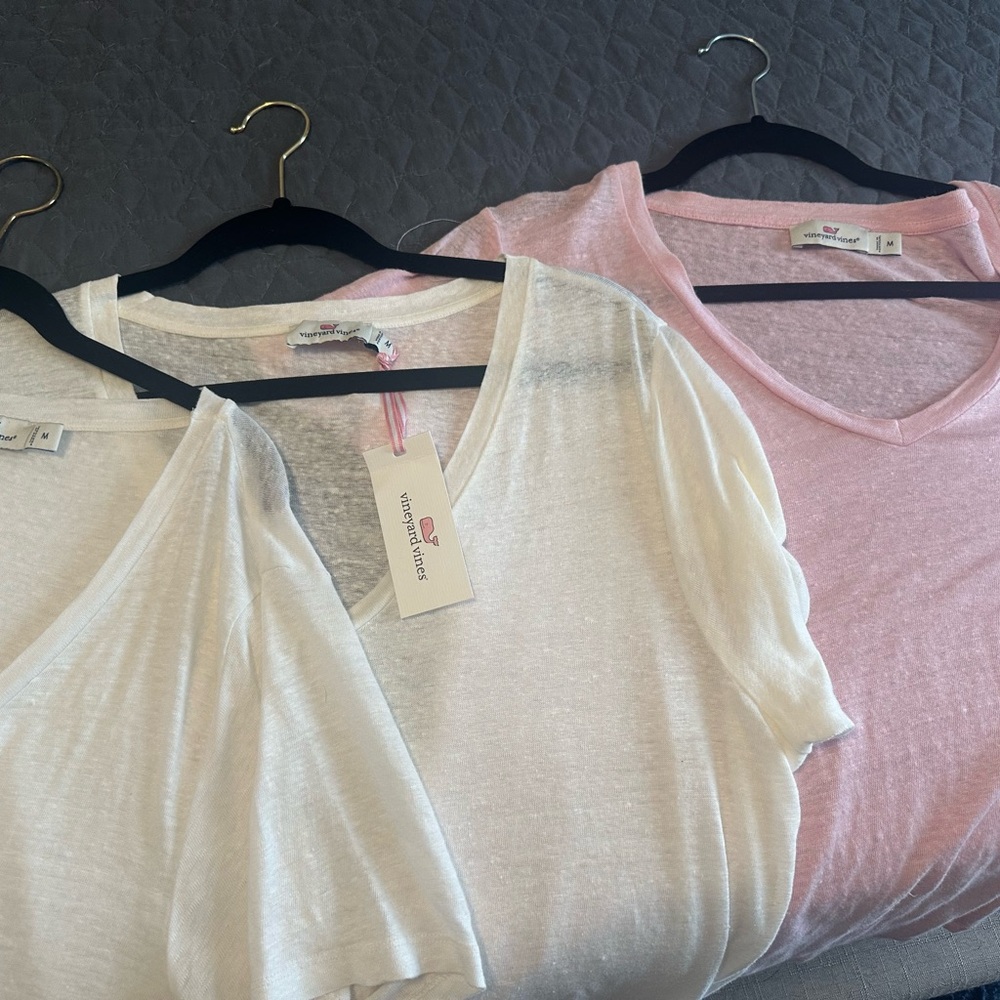 Vineyard Vines Pink and White V-Neck Tops- 3 for 1 price